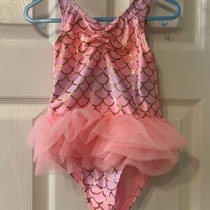NWOT Pink and Gold Mermaid Tutu Swimsuit
